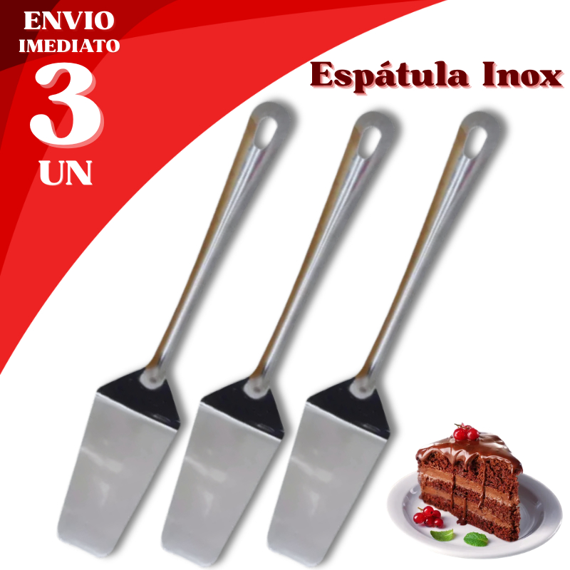 Kit Espátula Inox Bolo 3/ 2 ou 1 Pçs Tortas Cortar Servir Hamburguer Virador Panqueca Tapioca Chapa