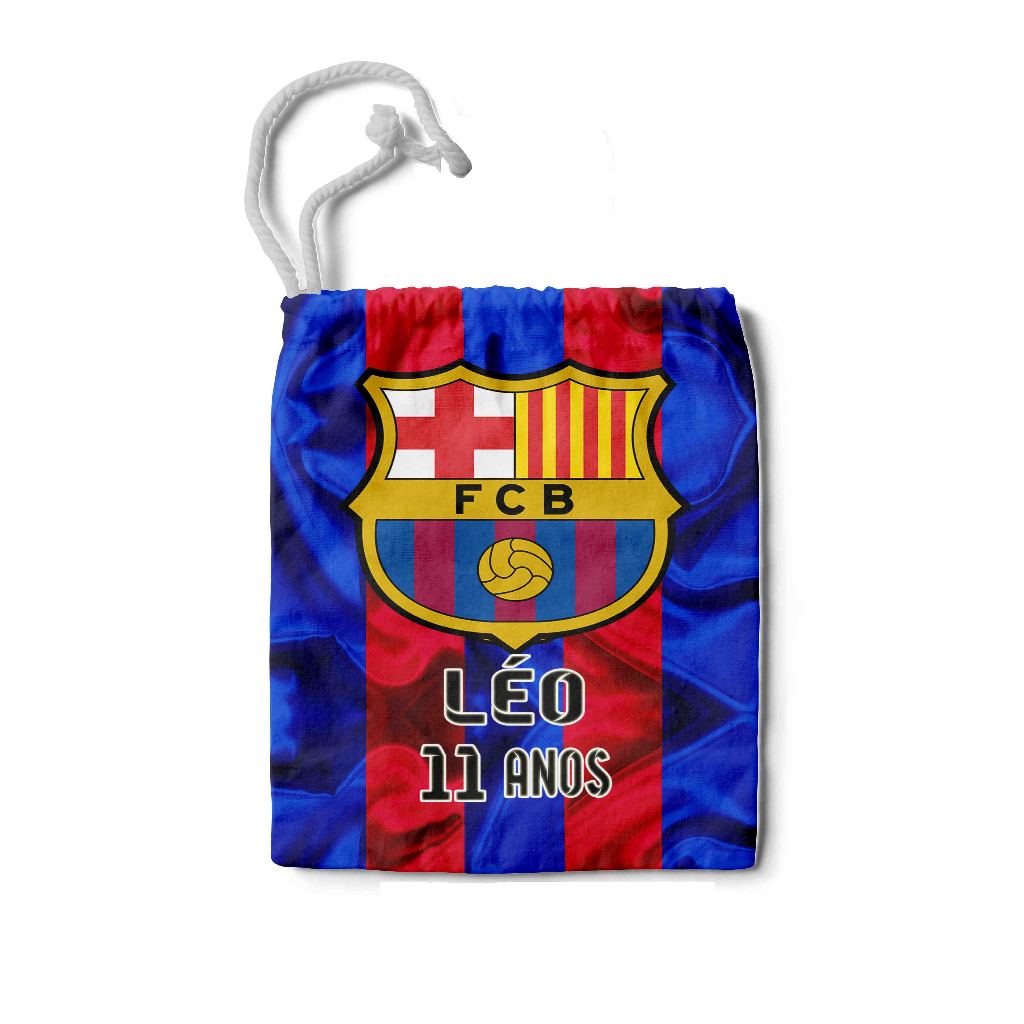 Kit Mochilinha Sacolinha Saco Sacochila Saquinho Lembrancinha Brinde Aniversario Personalizadas Futebol BARCELON