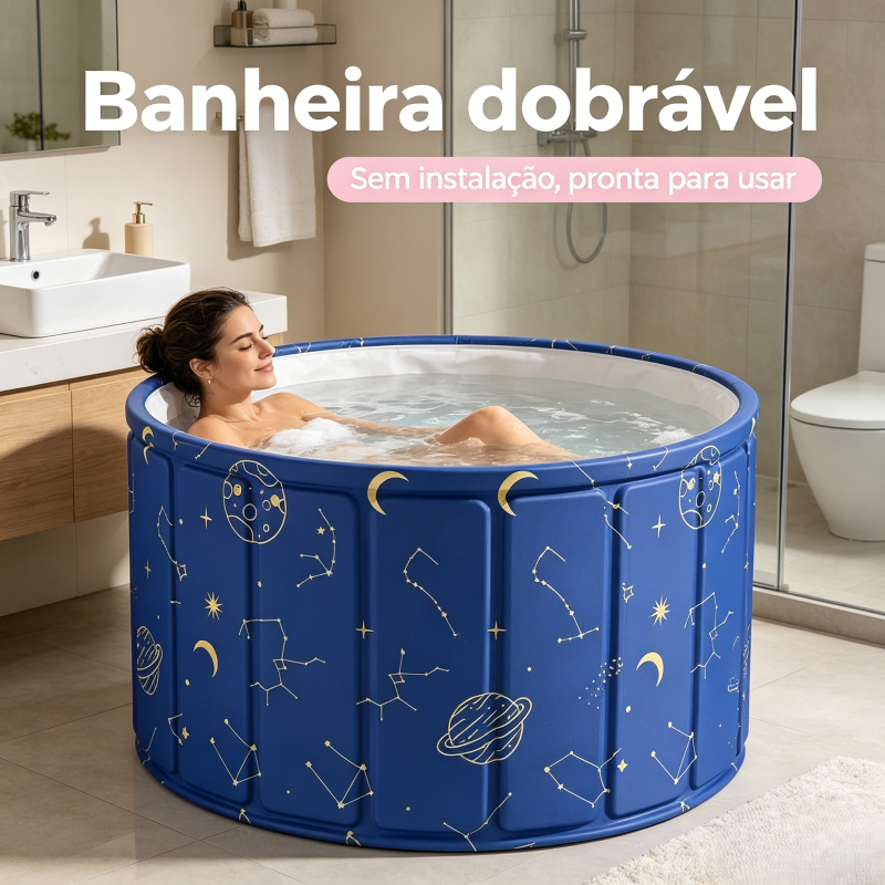 Banheira dobrável isolante térmico, banho imersivo confortável sem ocupar espaço ao guardar