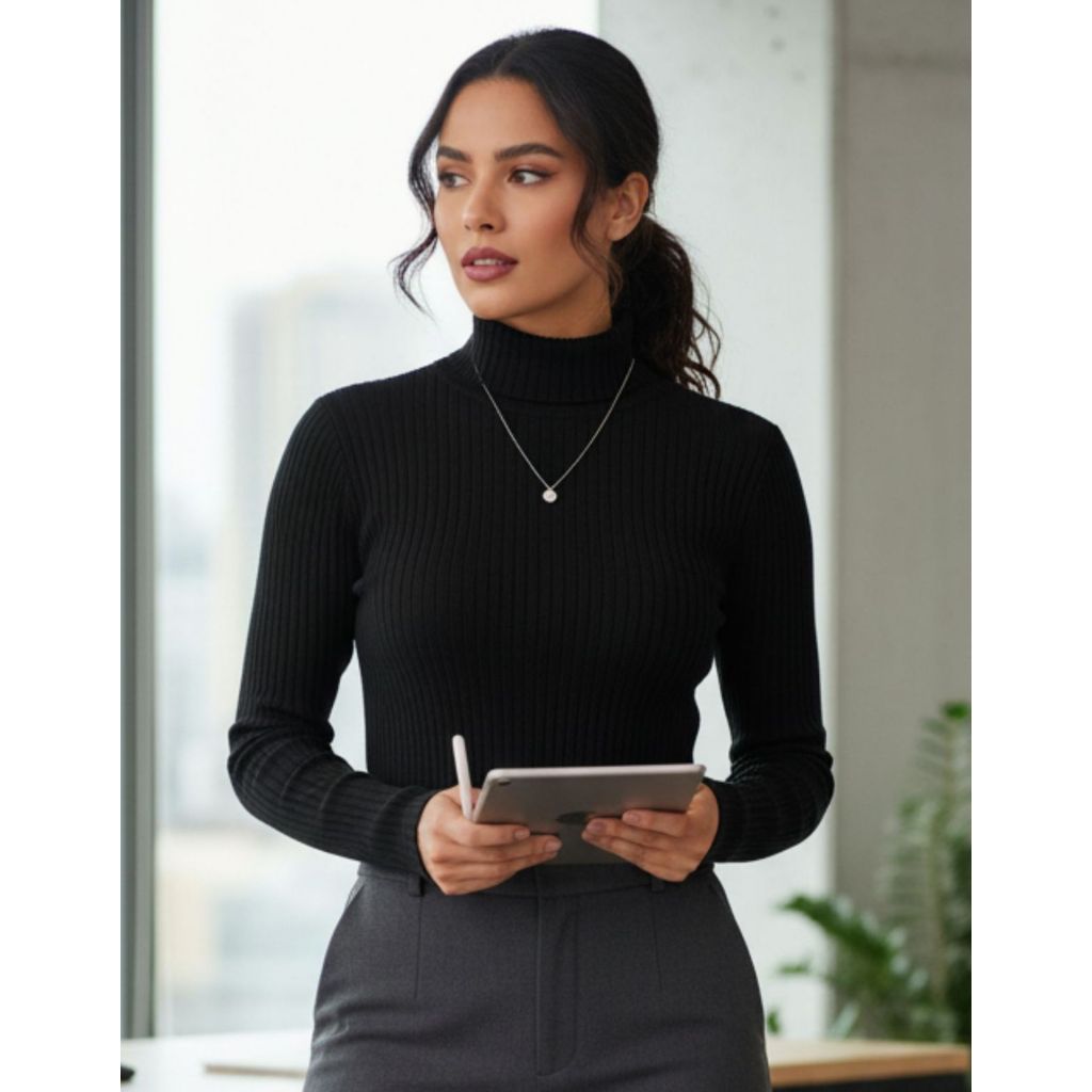Blusa Canelada Cacharrel Baby Look Feminina Manga Longa Premium Confortável Segunda Pele