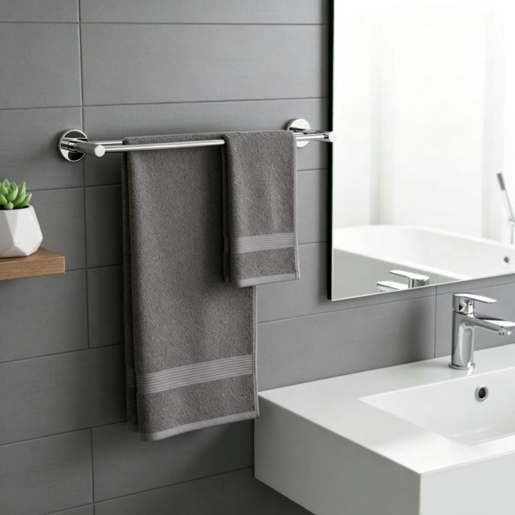 Grego Metal Porta Toalha Duplo Toalheiro Para Banheiro Suporte Canopla De Parede 45cm Atenas
