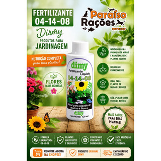 ⭐ Fertilizante Dimy 04-14-08 120ml | Ideal para Mudas, Flores e Plantas Adultas | Melhor Desenvolvimento das Raízes