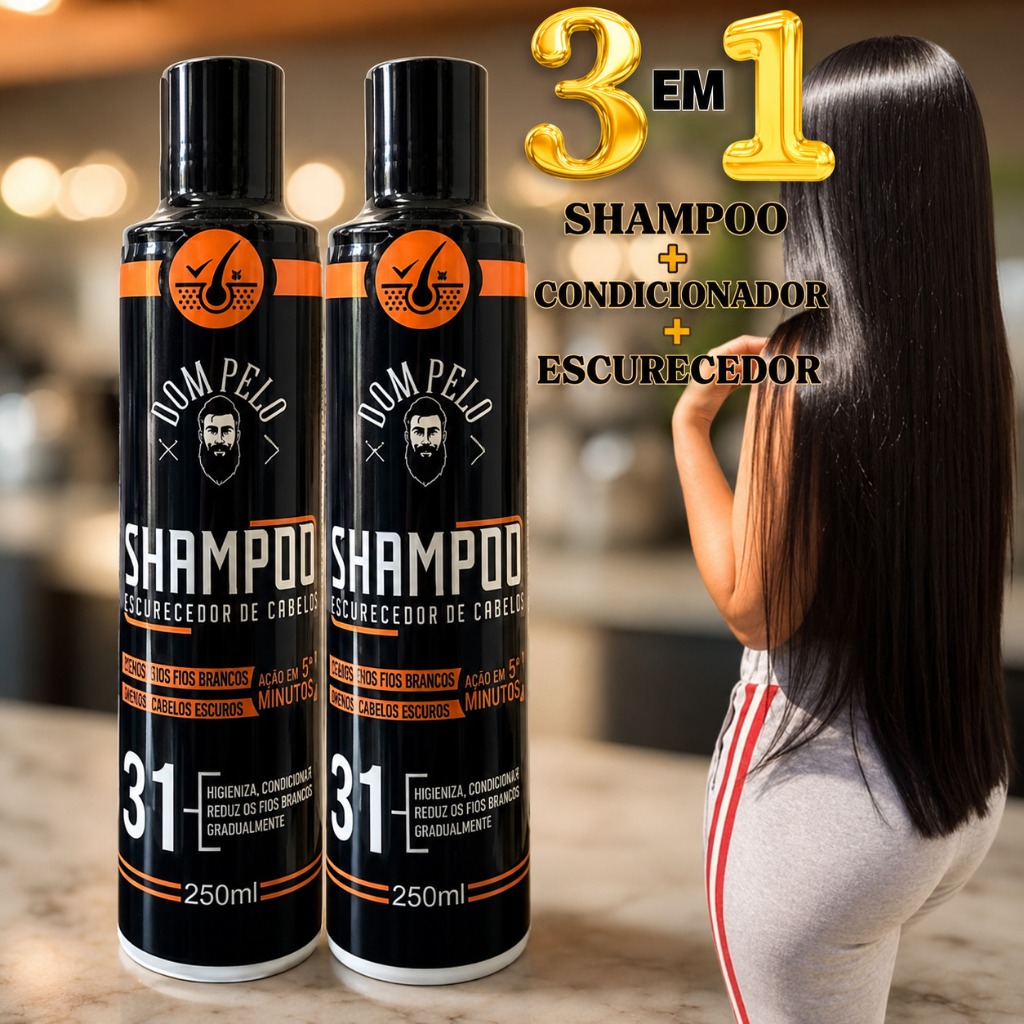 Shampoo Escurecedores Dom Pelo 250ml Reduz Fios Brancos -Dom Pelo Original