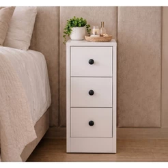 Gaveteiro Mesa De Cabeceira Com 3 Gavetas Puxador Minimalista Em Mdf Quarto Pequeno
