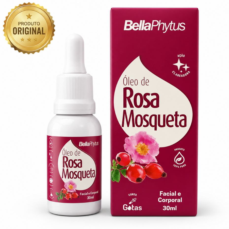 Óleo  De Rosa Mosqueta BellaPhytus  Pele Macia Clareador  Puro Hidrata   Uniformiza Irregularidades