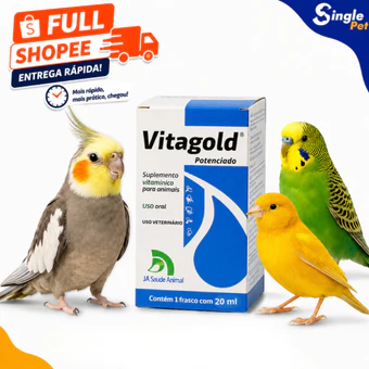 Vitagold Potenciado 20ml Suplemento Vitamínico em gotas para Pássaros e Animais - Vitamina Pet