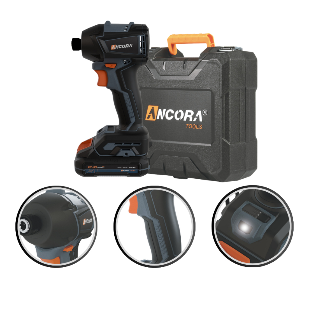 Kit Parafusadeira Impacto Brushless 2 Baterias 20V Carregador Bivolt Ancora PIM2320 Maleta Portátil