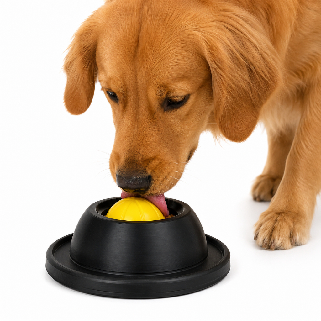 Brinquedo Interativo para Cães Bola Giratória Anti Ansiedade Dispenser Petisco Lambedor Comedouro Lento Pet