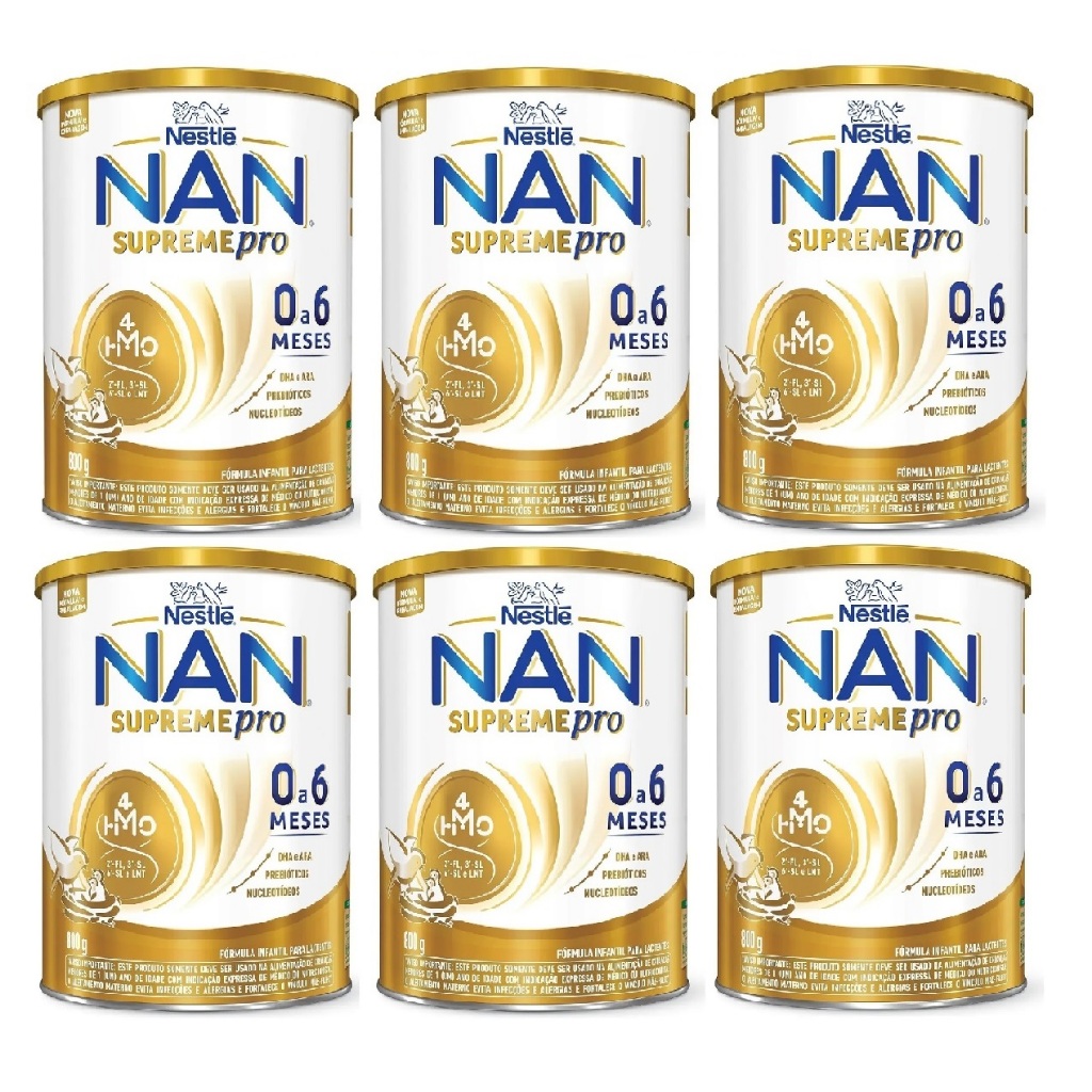 Kit 6 Latas NAN SUPREME (0 a 6 Meses) 800g cada (AMARELO) EQ.1