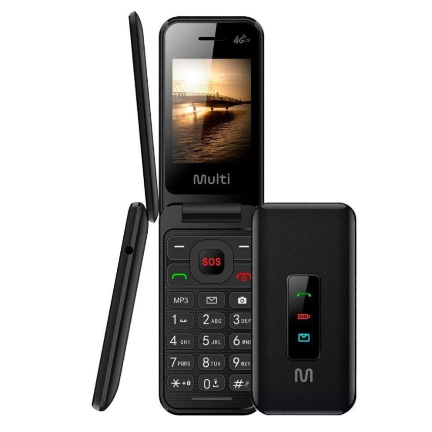 Celular Multilaser Vita Flip 4G Simples para Idoso Tecla Grande Dual Chip MP3 Rádio botão SOS