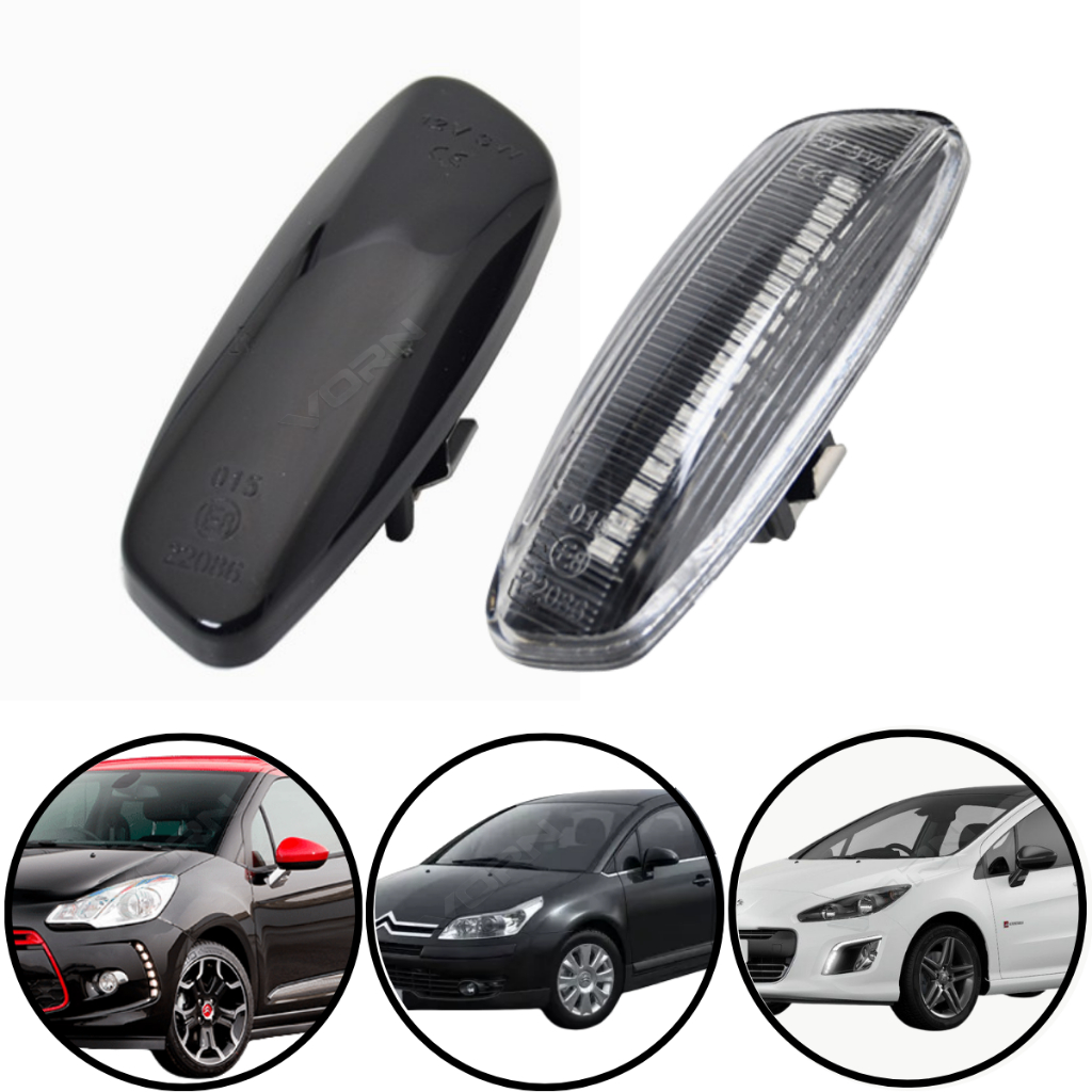 Par Pisca Dinâmico LED Sequencial Retrovisor Peugeot 308 408 3008 RCZ
