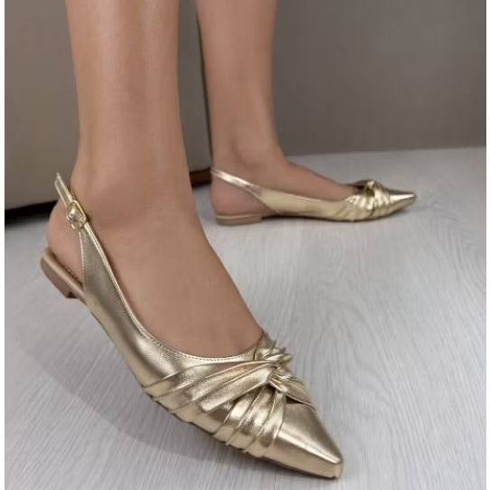 Sapatilha Slingback Feminina Bico Fino Elegante Confort Sapato Aberto Feminino Luxo Lançamento.