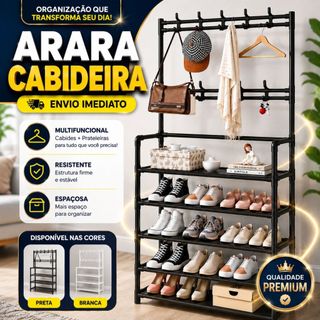 Arara 4/5 andar Sapateira Organizadora Cabideiro Suporte Multiuso Sapato Tenis Roupa Clos…