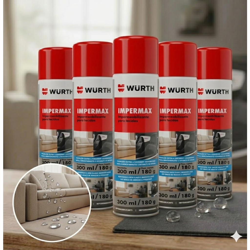 kit 5 Impermeabilizante De Roupas e Tecido Em Spray 300Ml Impermax Wurth