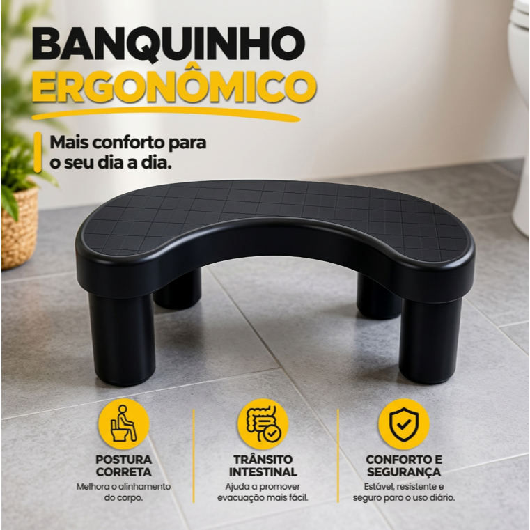 Banquinho Ergonômico De Apoio De Pés Para Maior Conforto Em Casa Escritório E Banheiro
