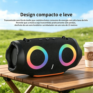 Caixa de som bluetooth tws Luz RGB Xtreme 4 Pen Drive FM Tipo-C Resistente A Água IPX6