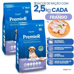 2 Ração Premier Pet Raças Específicas Cães Filhotes Shih Tzu Sabor Frango - 2,5 Kg