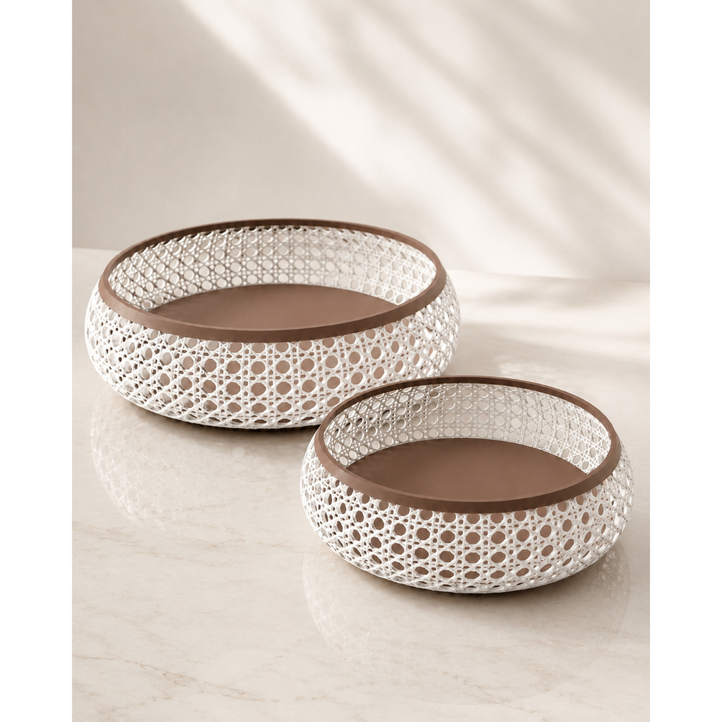 2 Cestos Porta Objetos Organizador de Mesa Decorativo e Porta Treco Kit organizador