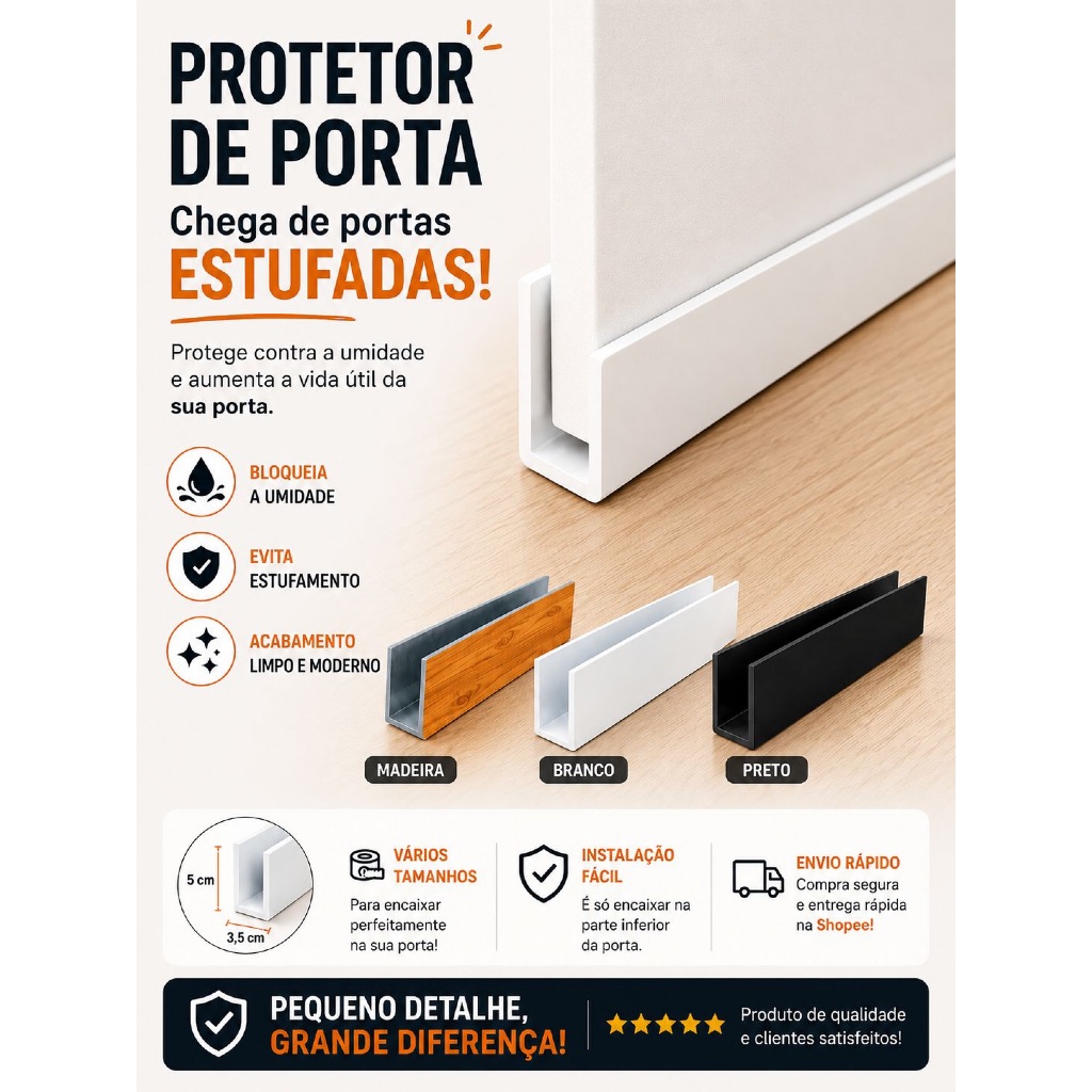 Protetor Saia De Porta Vedação Anti-Inchaço Veda Porta .