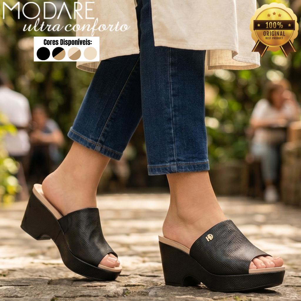 Tamanco Feminino Modare Anabela Casual Confortável Elegante Macio Antiderrapante Leve