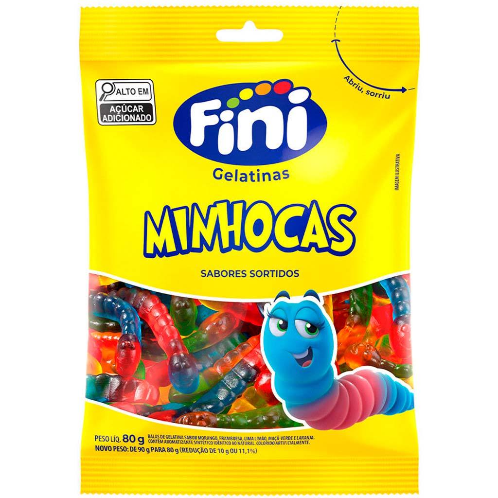 Bala de Gelatina Minhocas Brilho 80g - Fini