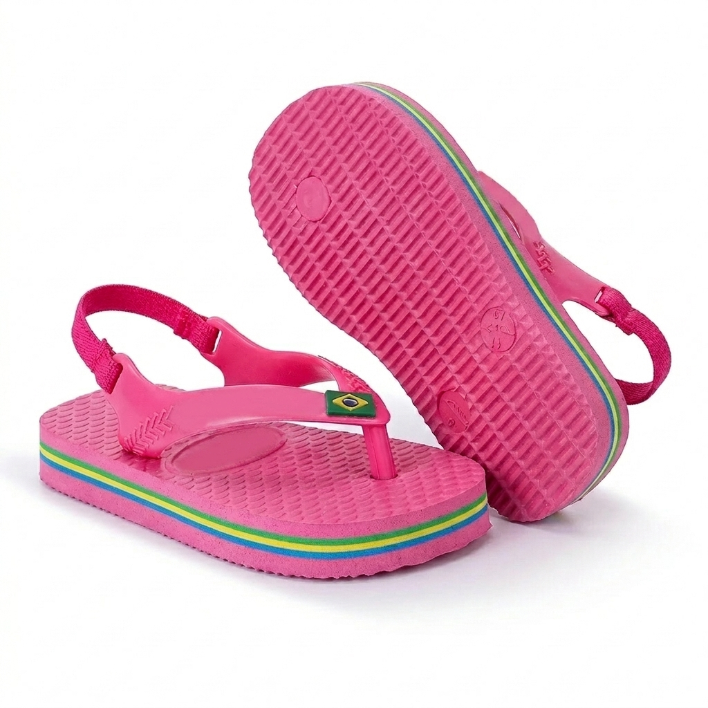 Chinelo Baby Feminino Com Elástico Confortável Resistente Antiderrapante Passeio Escola 17 ao 24