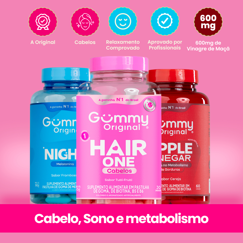 Kit Gummy Night Hair com Melatonina e Biotina