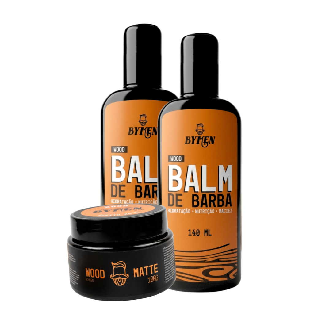 Kit 2 Balm's + Pomada Modeladora Linha Wood Anti Frizz