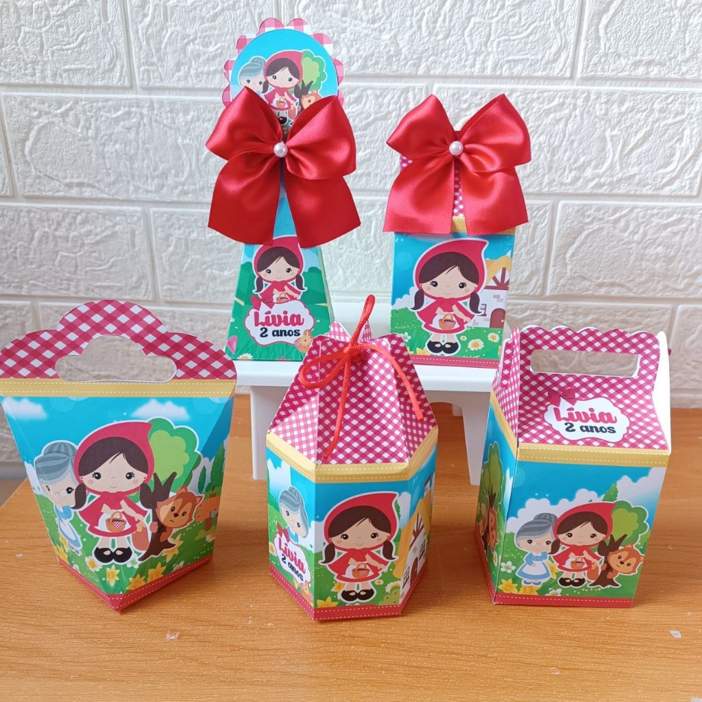 Kit Personalizado Chapeuzinho Vermelho - (Pegue e monte) - Lembrancinha Caixinhas para festa Infantil - aniversário