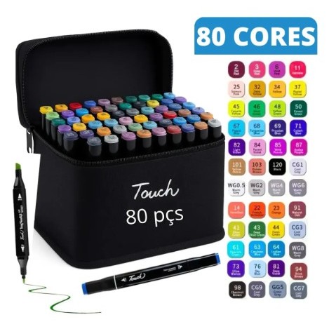 Caneta Marcador Bobie Goodies Ponta Dupla Permanente Base Alcool - 80 Cores