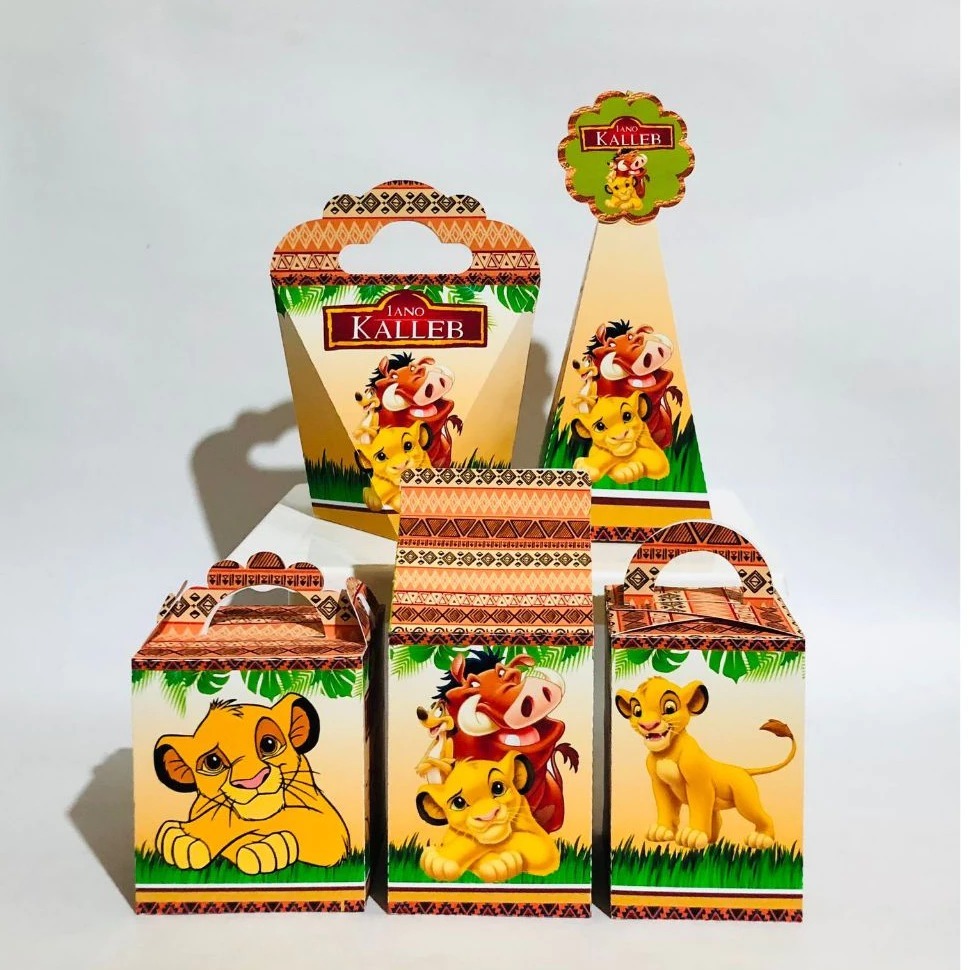 Kit Festa Personalizados REI LEÃO Aniversário Lembrancinha Caixinhas para Festas PEGUE E MONTE - fazemos qualquer tema