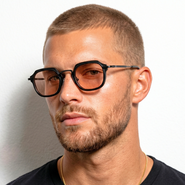 Oculos de Sol Hexagonal Preto Fosco Lentes Rose Premium Classico Vintage Tendencia uv400 Masculino