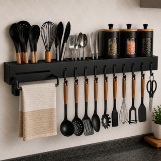 Suporte Para Armazenamento De Facas Ganchos Talheres Utensílios De Cozinha De Ferro
