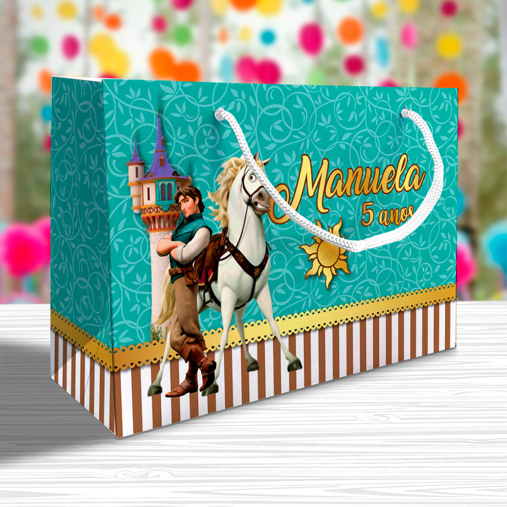 Sacolinhas Personalizadas Festa Rapunzel Zé Bezerra (20x14x6cm) Lembrancinha Kit Festa Flynn Rider