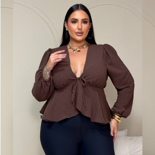 Blusa feminina plus size soltinha moderna fashion tamanho grande moderna casual