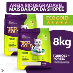 Kit 2 Areia Biodegradável Milho e Mandioca para Gatos Cat Bio Eco Gold Grãos Finos MyPetOne - 8kg