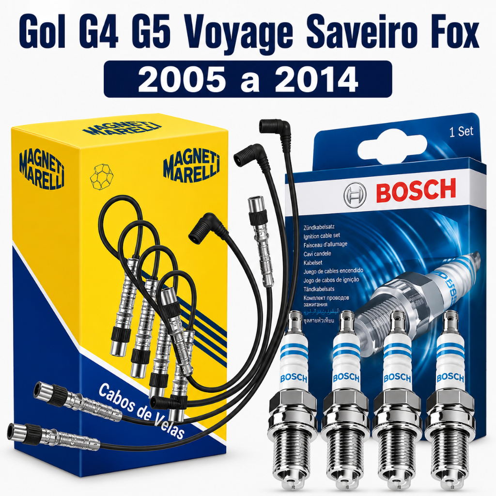 Imagem Cabo e Vela Ignição Gol G4 G5 Voyage Saveiro Fox 2005 2006 2007 2008 2009 2010 2011 2012 2013 2014