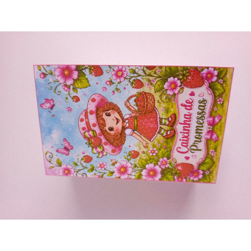 Caixinha Personalizadas Moranguinho Lembrancinhas de aniversário versículos Pegue e Monte