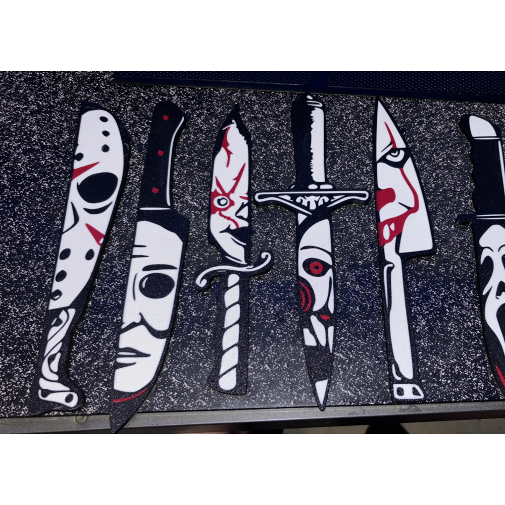 Kit 6 facas de halloween, Jason, Chucky, Ghostface,michael myers, Art, o Palhaço, Billy
