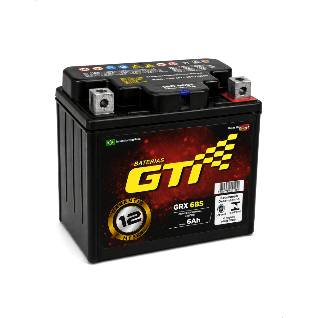 Bateria Para Moto GTI 6 Amperes 6Ah Selada Partida