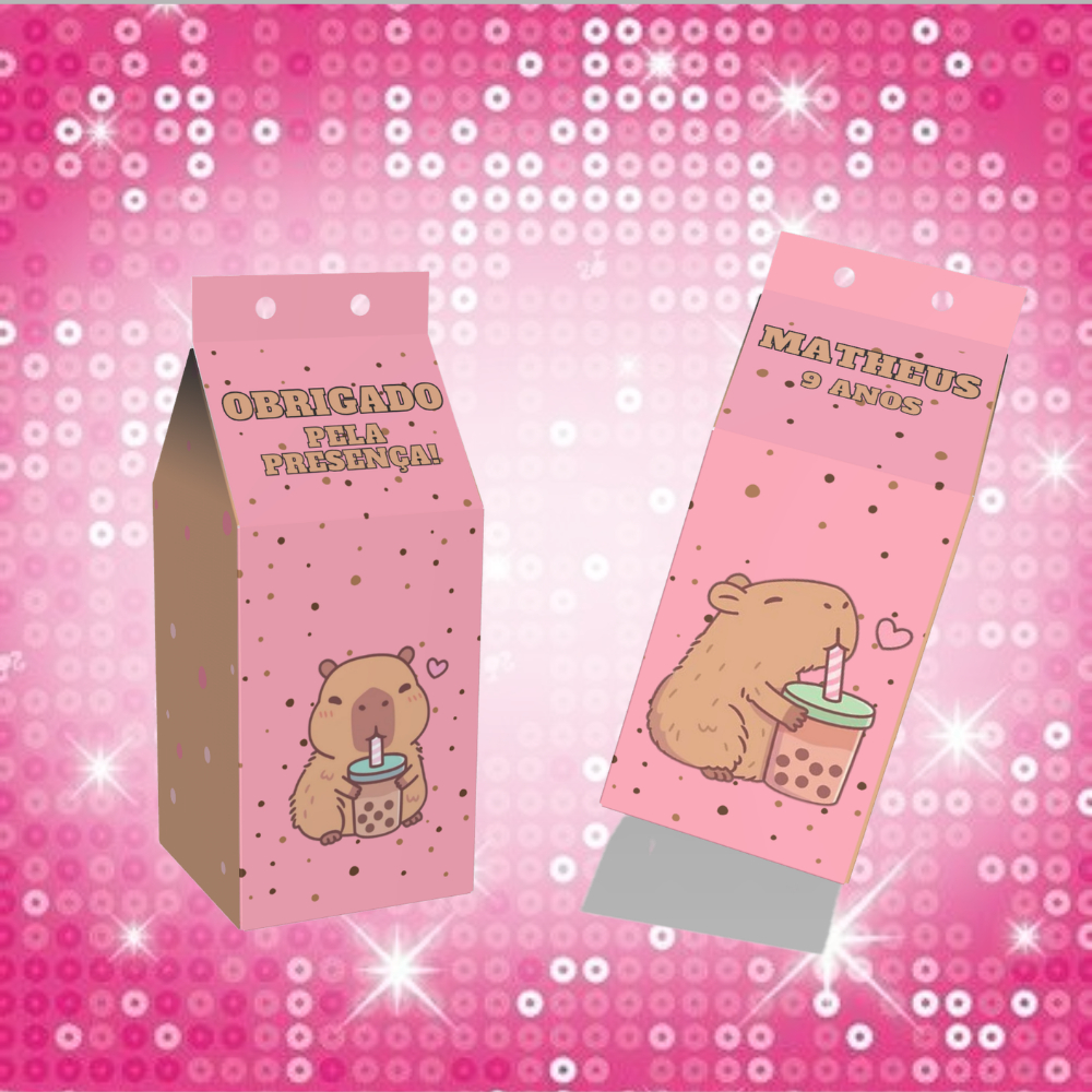 Caixinha MILK SURPERSA Lembrancinha Sacolinha Personalizada Capivara