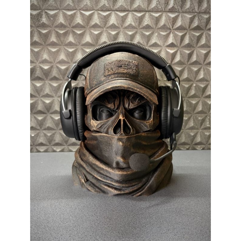 Suporte para Headset Crânio Mercenário | Porta Fone Gamer Decorativo Premium