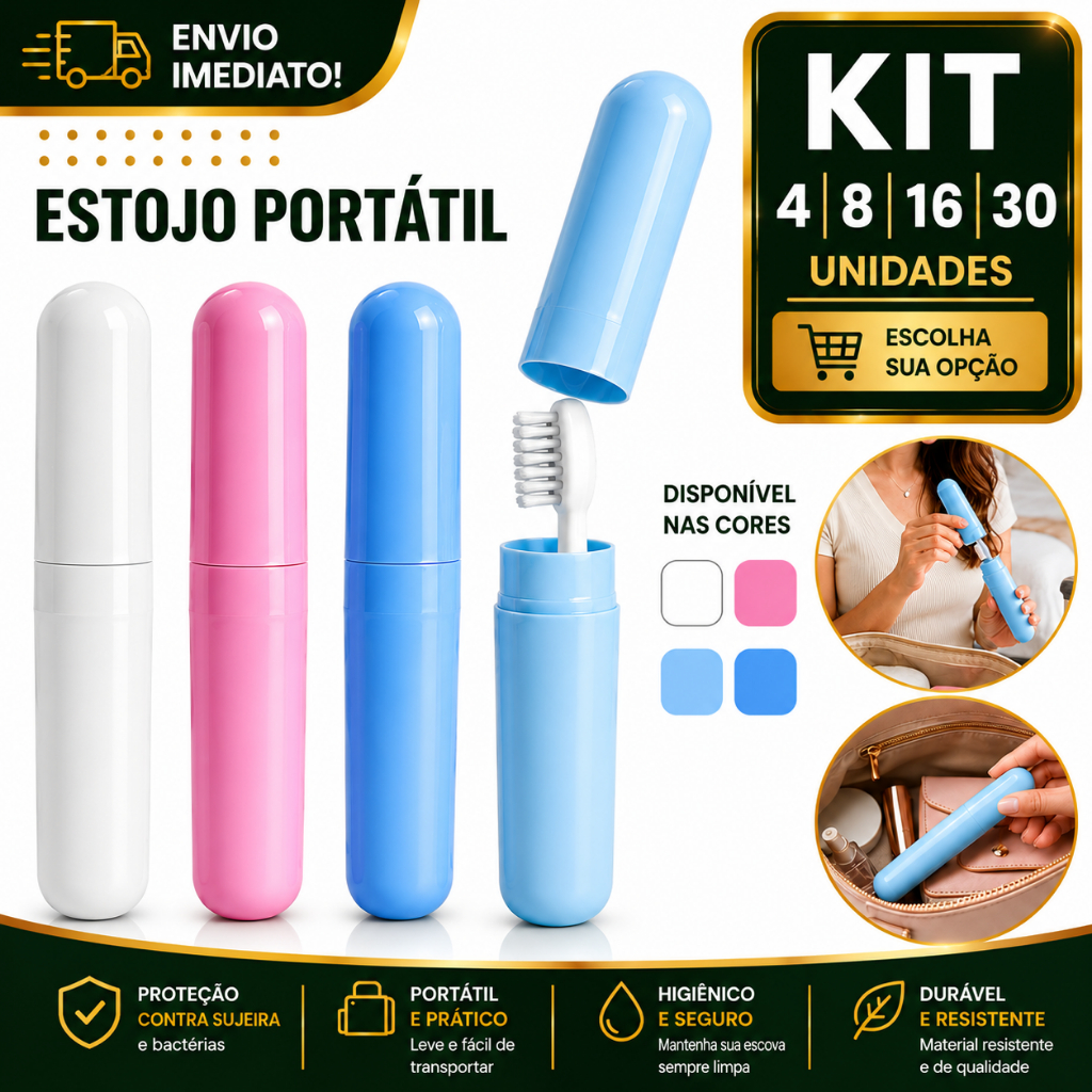 Protetor Para Escova De Dente 4/8/16/30 Estojo Compacto Para Mala Necessaire E Mochila Compacto E Fácil De Transportar