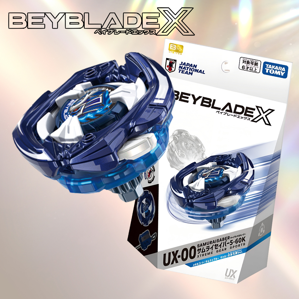 TAKARA TOMY Beyblade X UX-00 Samurai Saber 5-60K Metal Coat Samurai Blue Japan Soccer Team Ver.