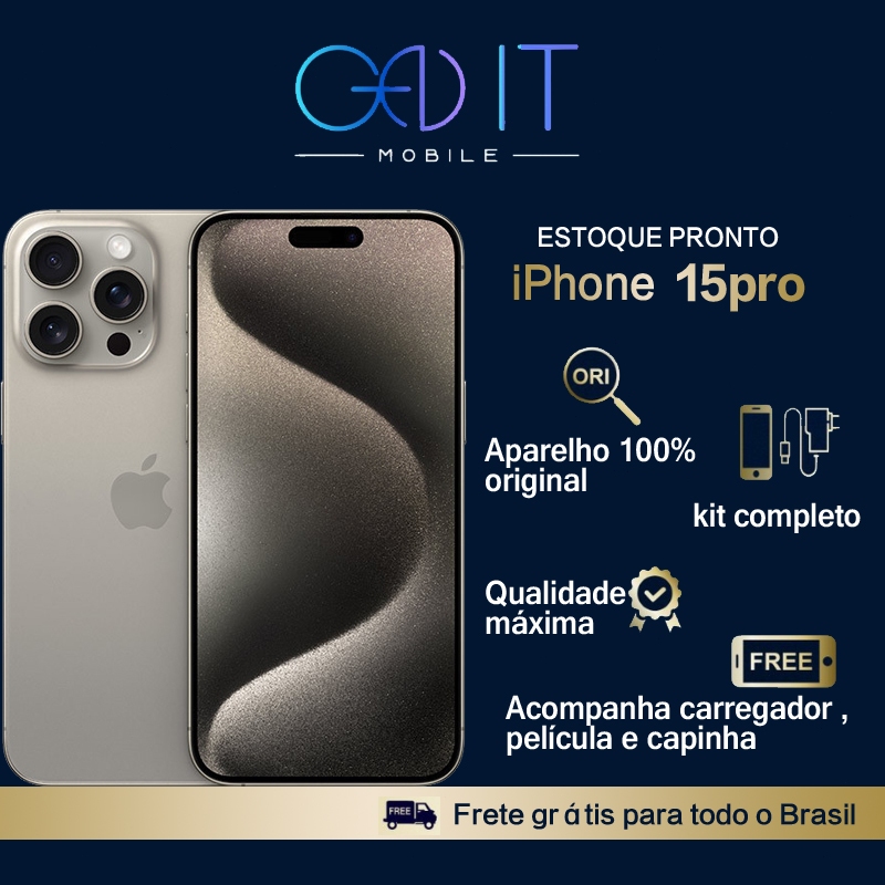 Apple iPhone 15 Pro 128GB/256GB 100%Original - Titânio, Chip A17 Pro, 5G