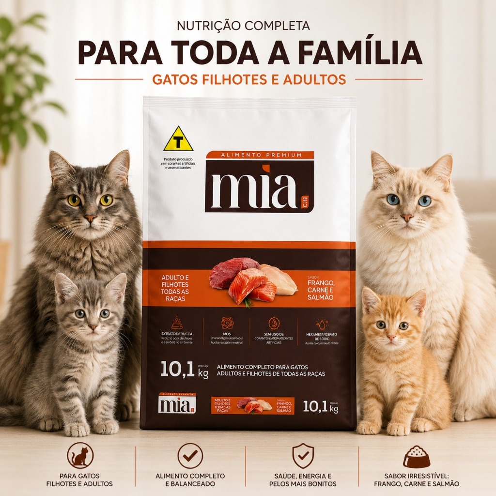 Ração Mia Cat Premium Filhote e Adulto 10kg