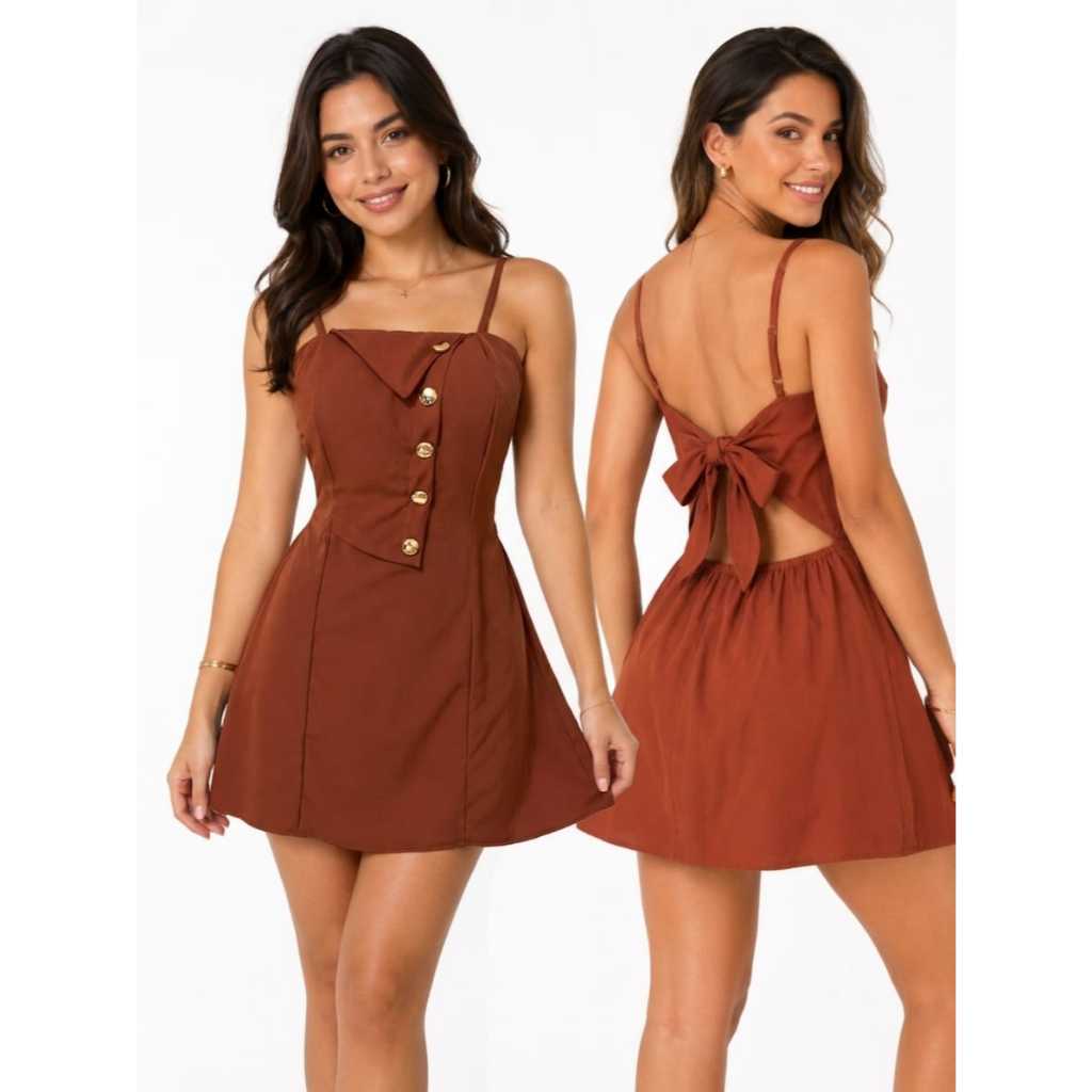 Vestido Macaquinho Feminino Curto Crepe Premium Bojo Alças Ajustáveis Festa Balada Tamanho único 38 ao 42