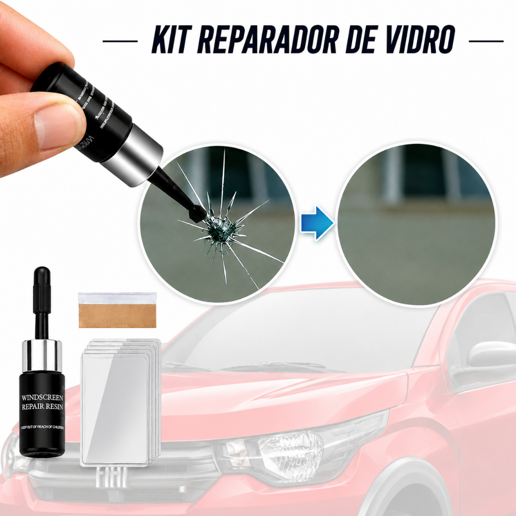 Kit Completo Reparador de Vidro Cola Vidro trincado Automotivo Para-brisa Trincado Rachadura Conserta Fácil Aplicação