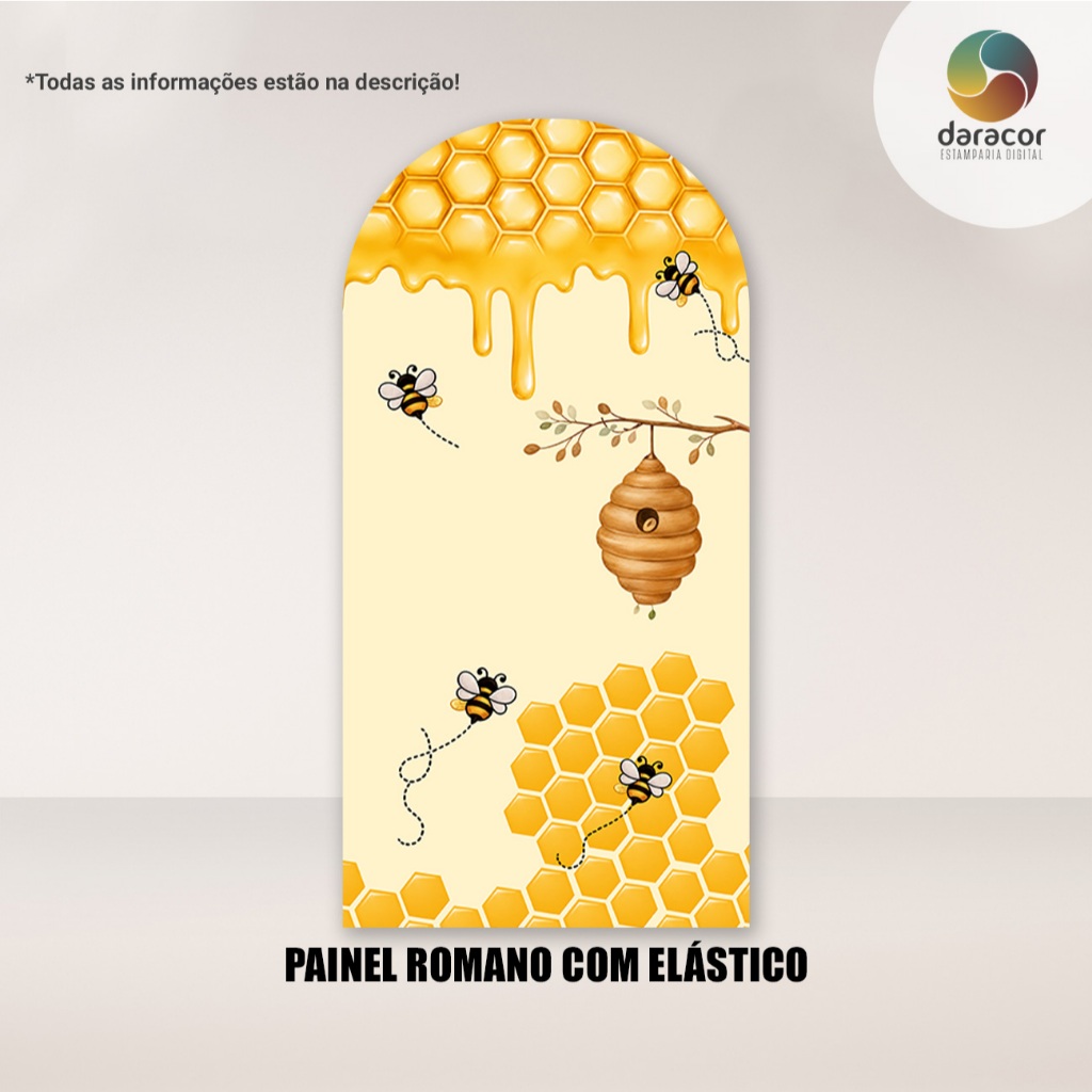 Capas de Painéis Verticais Abelha Feliz - Retangular c/ Overlock e Romano c/ Elástico Tam Diversos OPÇÕES INDIVIDUAIS — imagem 2 de 2