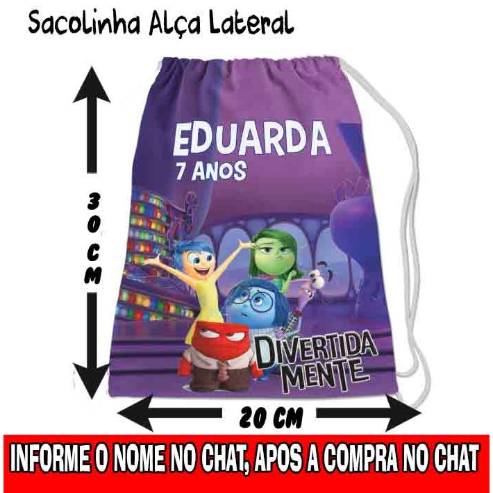 Mochila Kit Bolsa Mochila Mochila Bolsa Lembrancinha Presente de Aniversário Personalizado Divertidamente